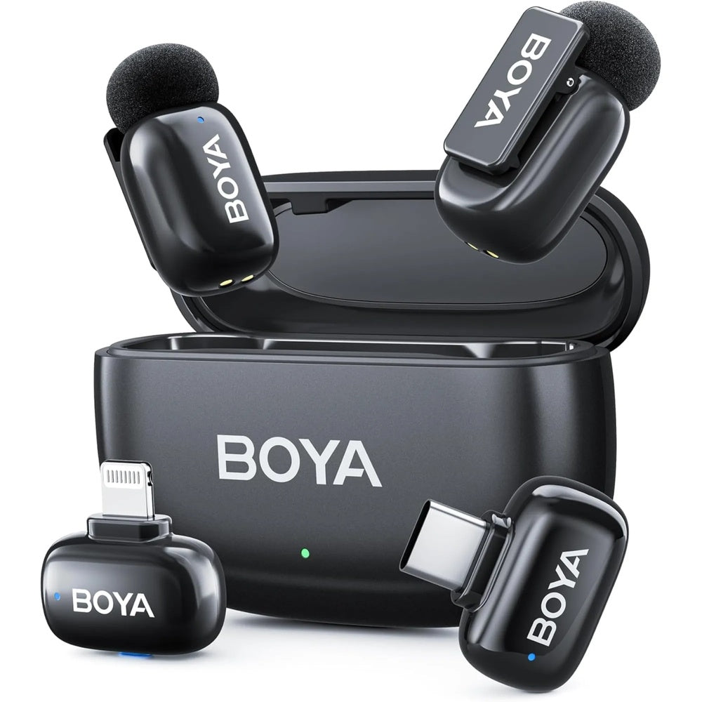 Mini Microfono Inalambrico Boya Cancelacion de Ruido Audio Profesional Alcance 100 metros Lightning y USB-C mini 2-01