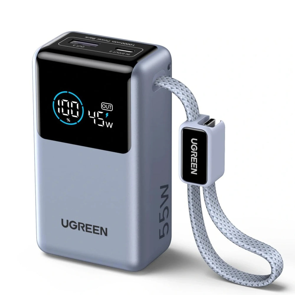 Power Bank Ugreen Nexode Pro 10.000mAh 55W 1xCable USB-C Puerto 1xUSB-A 1xUSB-C Pantalla Digital 75701B