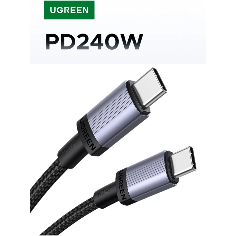 Cable Ugreen USB-C a USB-C PD3.1 240W 48V 5A Transferencia de Datos Longitud 1m Chip Smart E-Marker Regula Energia 65907