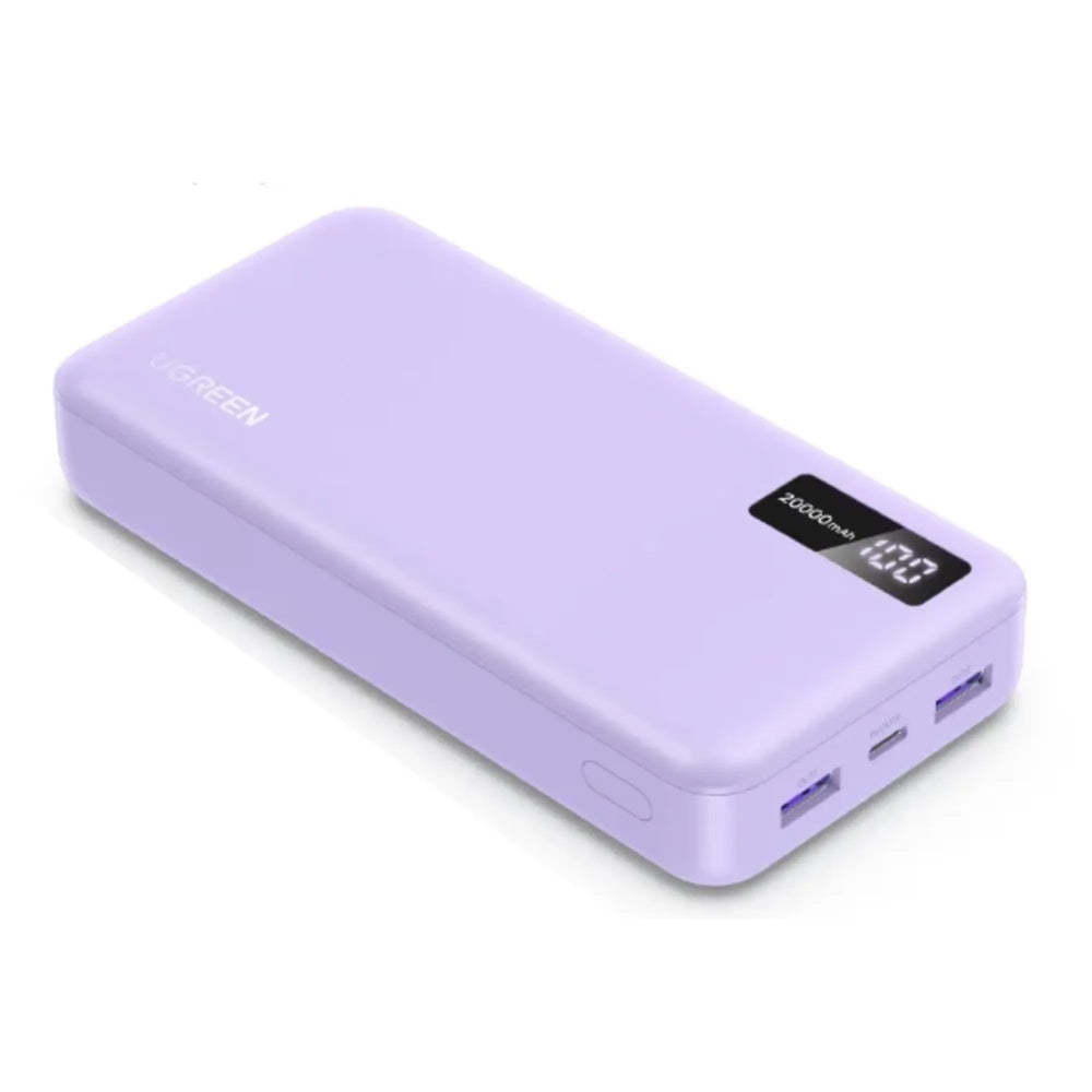 Power Bank Ugreen 20.000mAh Carga Rapida Bidireccional PD3.0 USB-C 20W y 2xUSB-A Pantalla Digital color Purpura 65590B