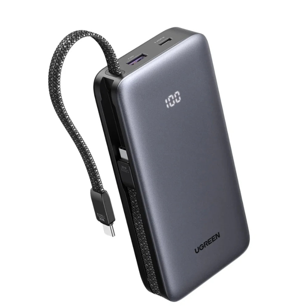 Power Bank Ugreen 20.000mAh 30W Pantalla LCD Cable USB-C Puerto 1xUSB-A 1xUSB-C Conectividad Multidispositivo 55985B