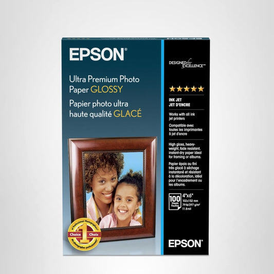 Papel Fotografico Epson Ultra Premium Brillante sin Borde de 8" x 20" caja de 20 Hojas S041946