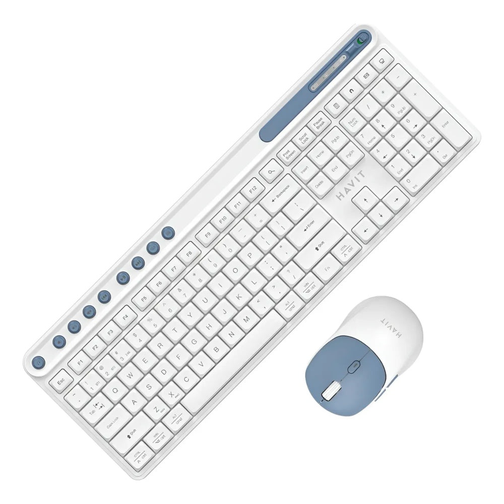 Combo Teclado+Mouse Havit Inalambrico Conexion Dual 2.4GHz y BY v5.1 Alcance 10m Mouse 6 Botones 1600DPI KB271WB-WHB