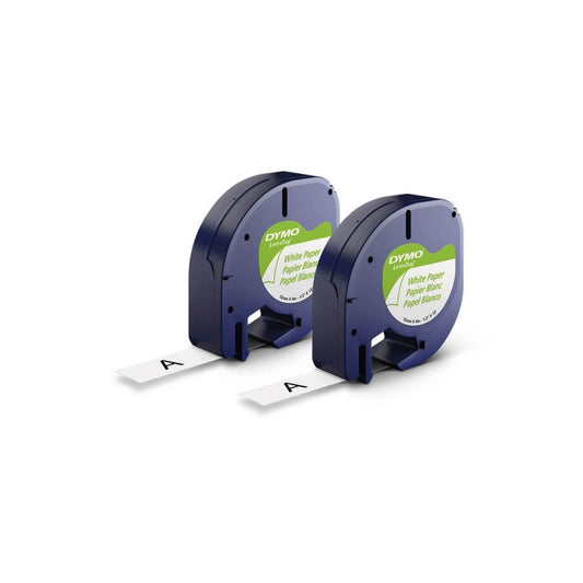 Kit de 2 Piezas Cinta Dymo Letratag Papel Blanco 12mm x 4m 10697