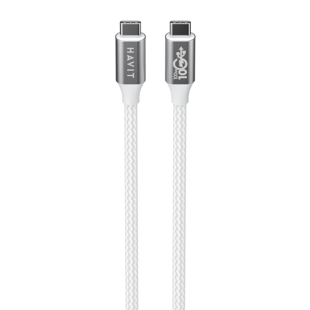 Cable Havit USB-C a USB-C 100W PD 20V 5A Carga y Transferencia de Datos hasta 10Gbps Longitud 1 metro CB6290-SWH