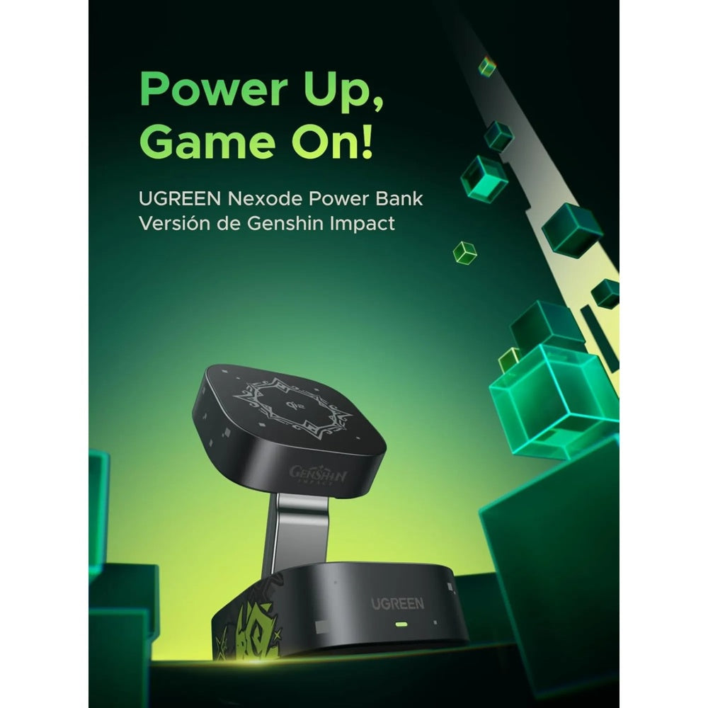 Cargador Ugreen 2en1 Genshin Impact 15W Plegable Portatil Elegante Proteccion Inteligente para Bateria 35316GI
