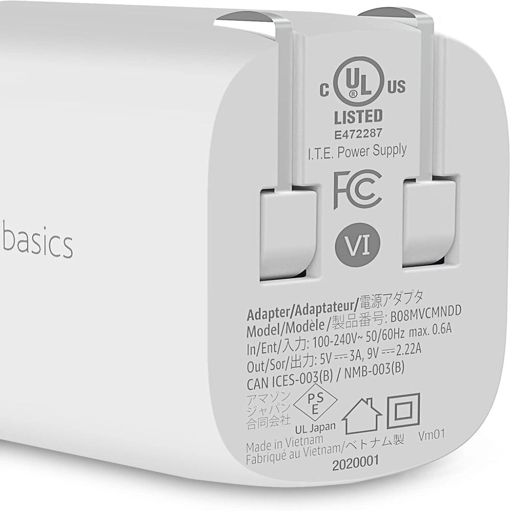 Cargador de Pared Amazon Basic puerto USB-C 20W carga rapida color Blanco B08MVCMNDD