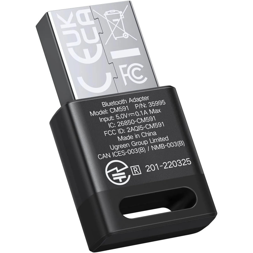 Adaptador Ugreen USB-A a Bluetooth v5.3 BR+EDR BLE Soporta 5 Dispositivos en Simultaneo 35995