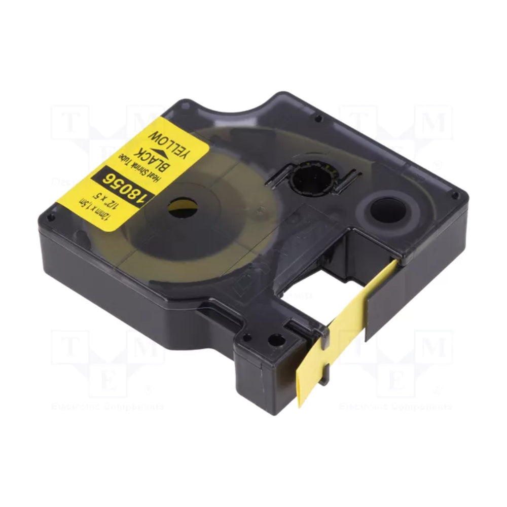 Cinta Dymo Rhino Industrial Termocontraible texto Negro fondo Amarillo 12mm x 1.5m 18056