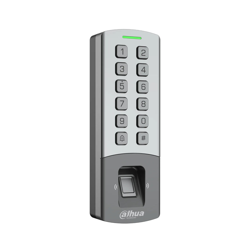 Control de Acceso Dahua Standalone Soporta Contraseñas Tarjetas Huellas Comm RS-485 TCP-IP P2P IP65 IK08 DHI-ASI1212M