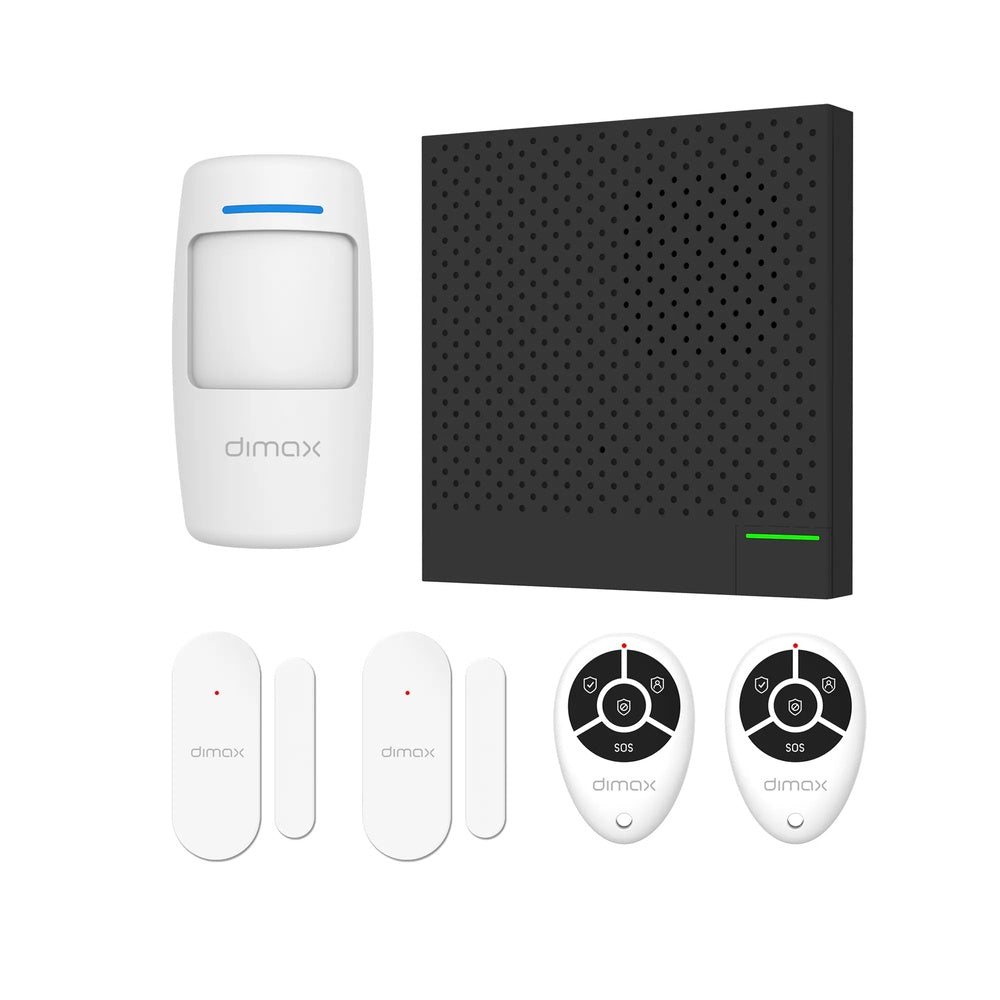 Kit de Alarma Dimax Cubo WiFi Incluye Controles Sensor de Movimiento y Contacto Magnetico S181