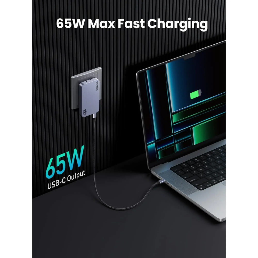 Cargador Ugreen 65W Nexode Pro Ultrafino 1xUSB-A 2xUSB-C 3 Cargas en Simultaneo 15817