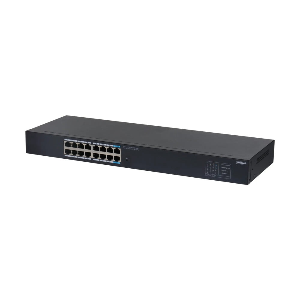 Switch Dahua 16 Puertos Gigabit Amplio Rango Temperatura -20°C a +60°C Metalico Rackeable DH-SG1016