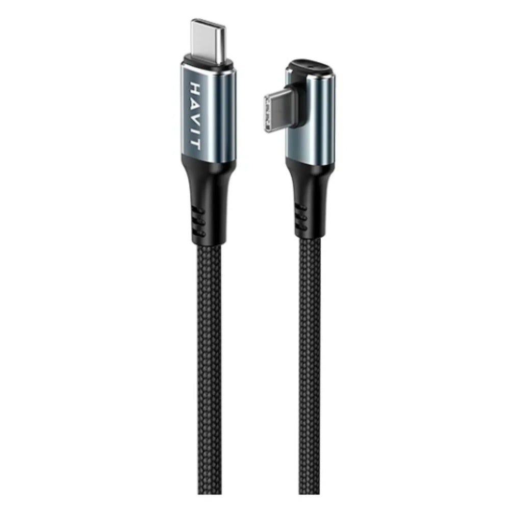 Cable de Carga Havit USB-C a USB-C 3m PD60W Puerto de Carga Curvo Transferencia Datos+Carga CB6314-BB