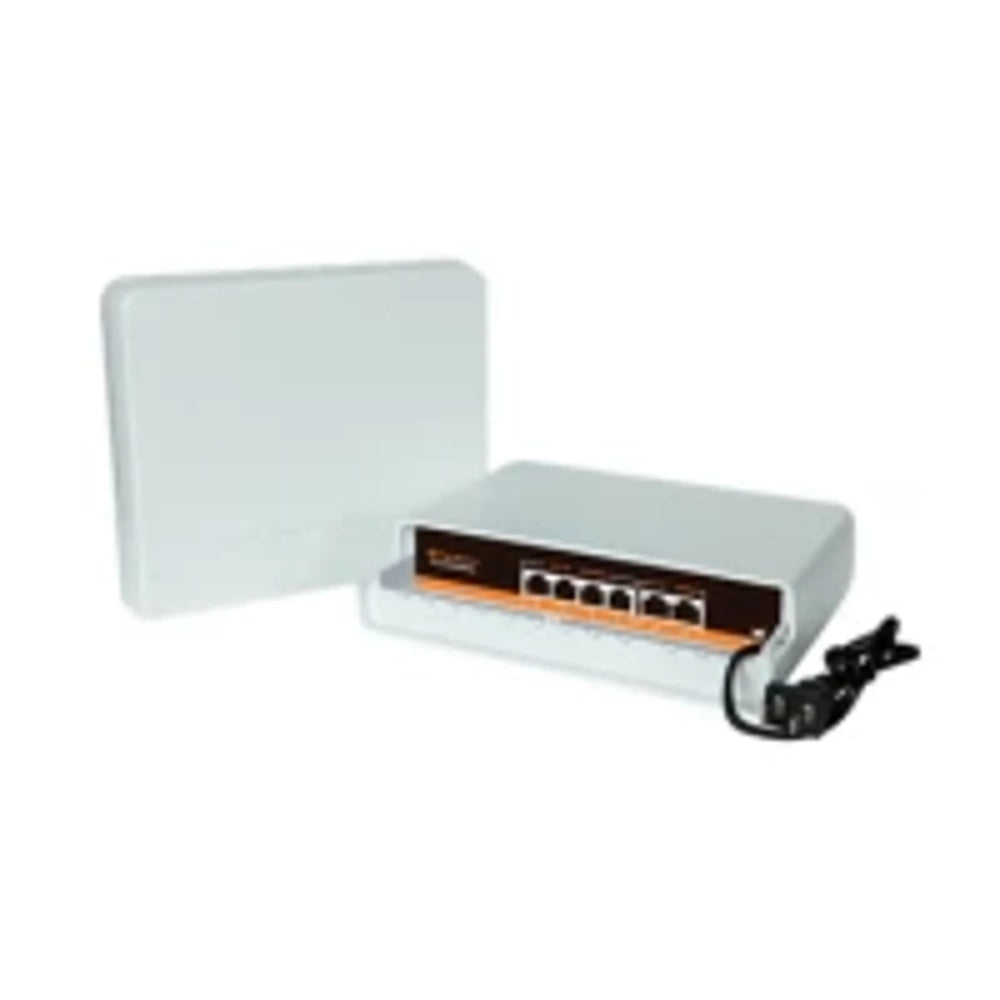 Switch Dimax PoE Activo 4+2 10/100Mbps para Exterior Consumo por Puerto <30W VLAN Tx hasta 250m Montaje en Pared N130
