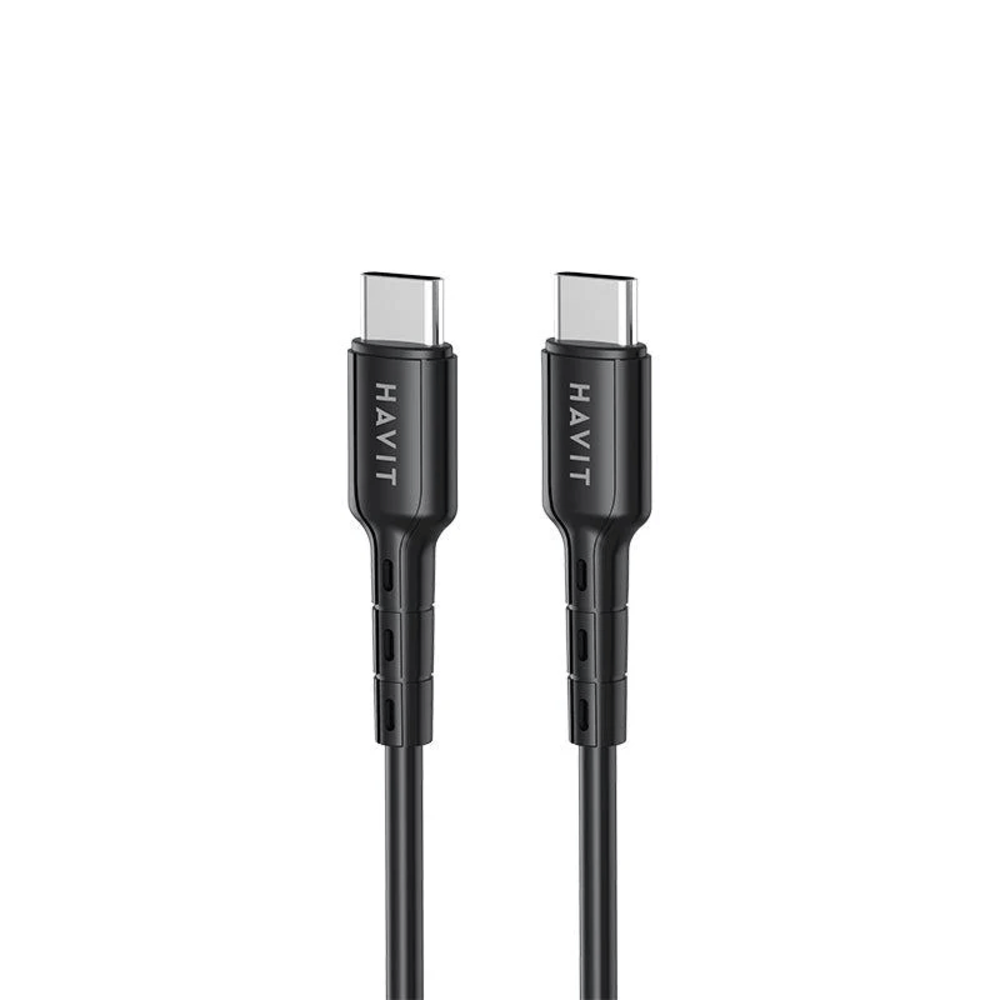Cable USB-C a USB-C Havit PD60W 3Amp Cable de Carga y Transmision de Datos Longitud 1metro CB6235-BLACK
