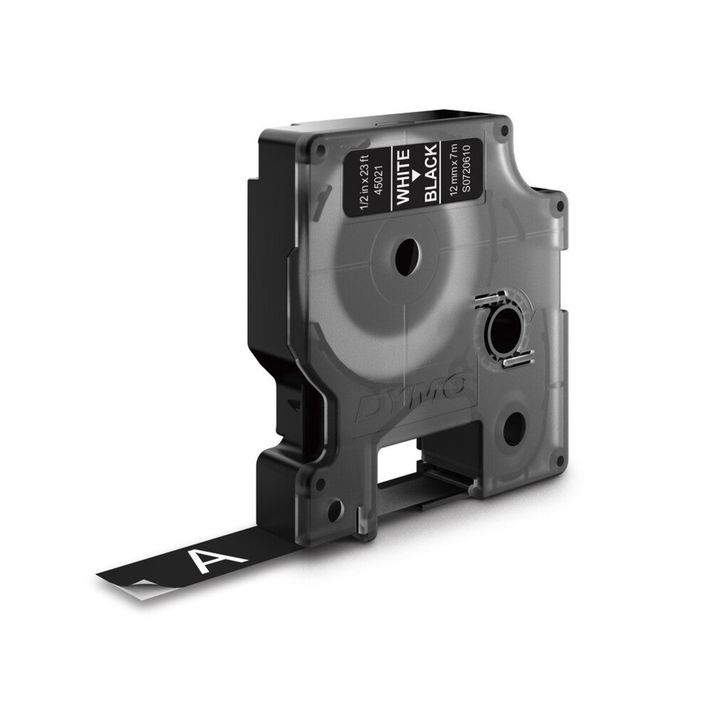 Cinta Dymo D1 Labelmanager Standard Blanco fondo texto Negro 12mm x 7m 45021