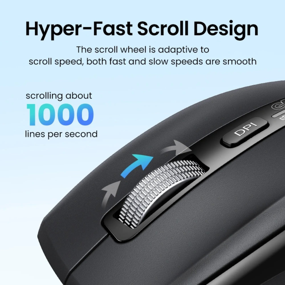 Mouse Ugreen Ergonomico Multimodo hasta 5000DPI Conexion 2.4GHz y BT Conecta hasta 3 Equipos Doble Sistema Scroll 45792