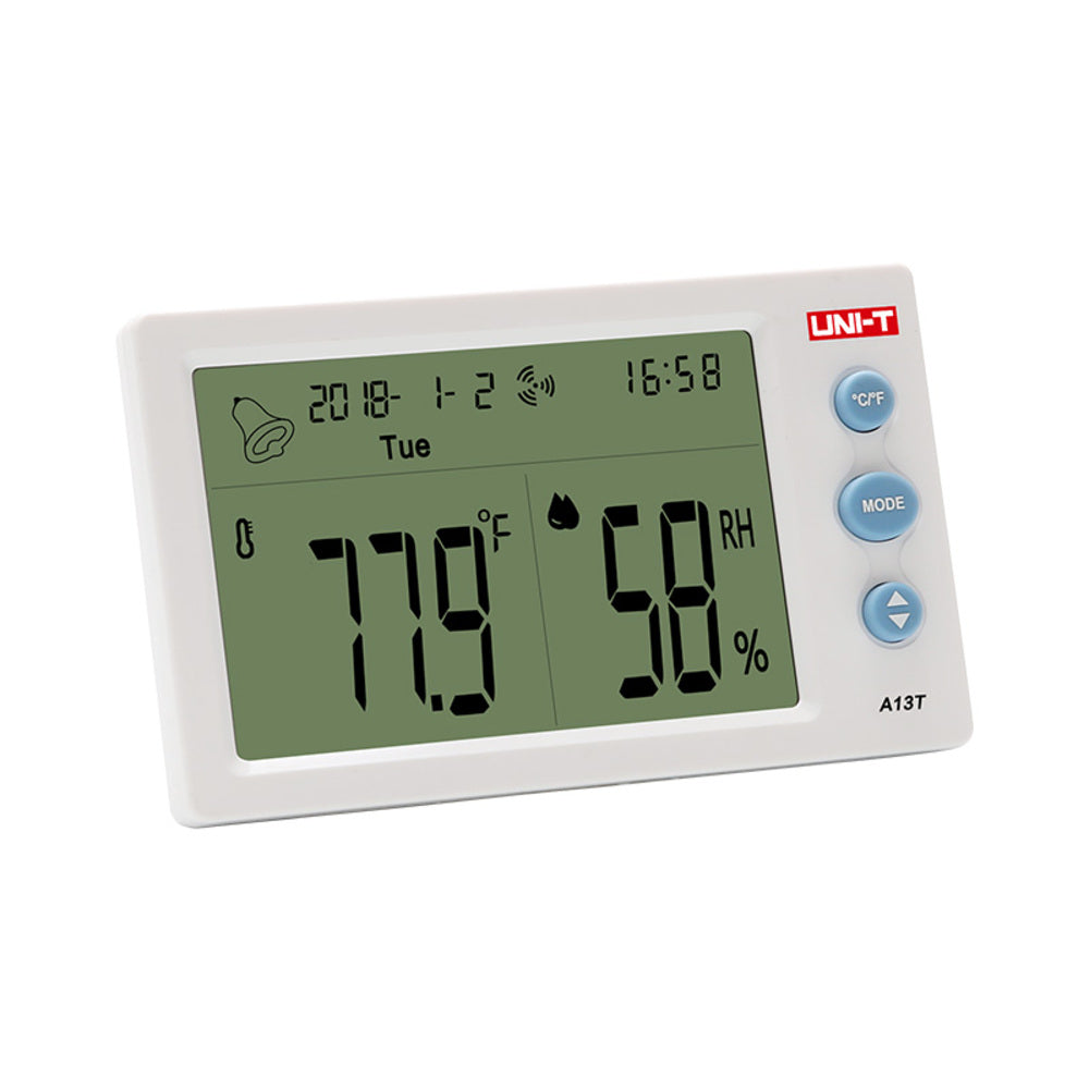 Medidor de Humedad y Temperatura Uni-T Incluye Reloj y Alarma 13T A13T