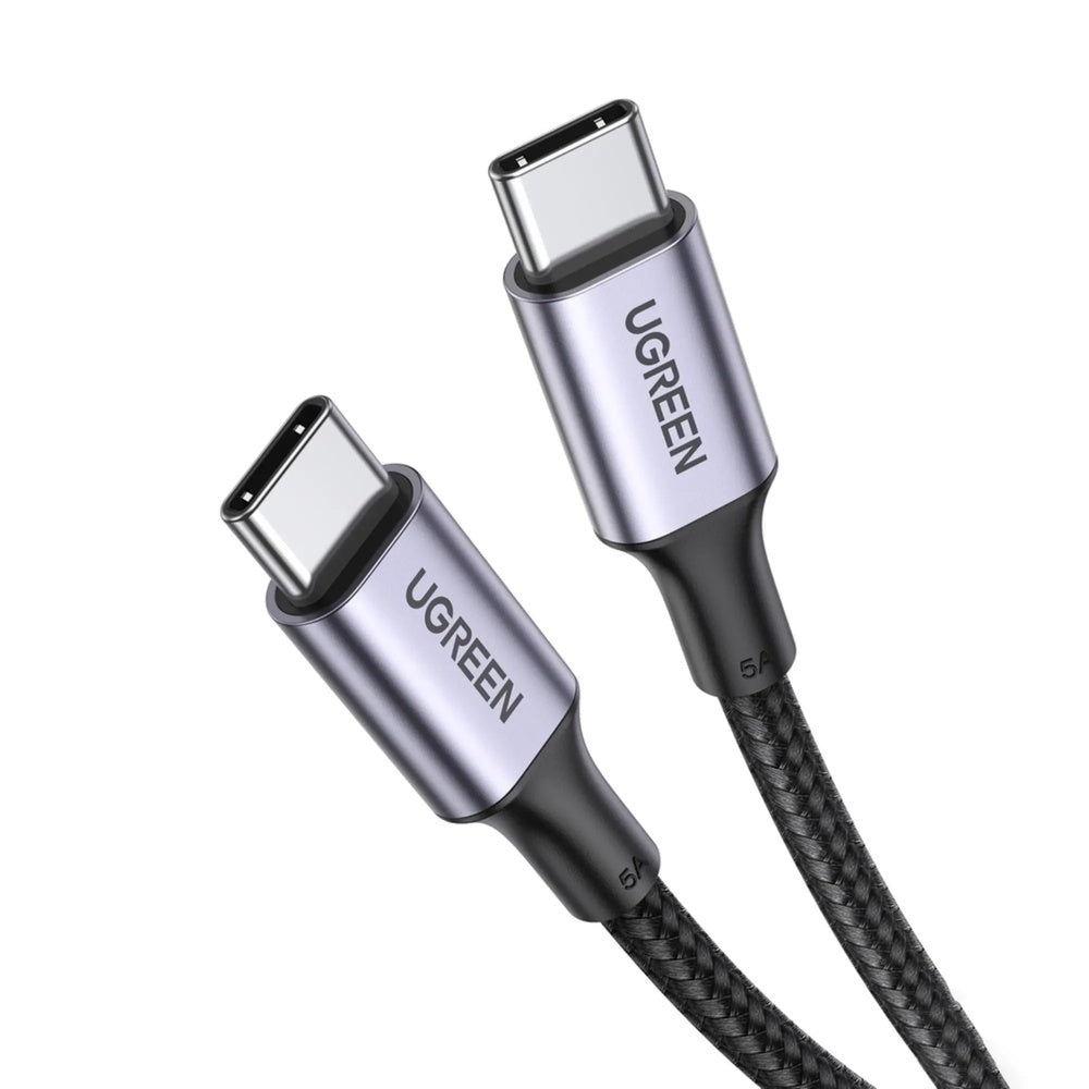 Cable Ugreen USB-C a USB-C 100W Longitud 0.5m Transferencia de Datos Conectores Reforzados Trenzado Nylon Premium 70427
