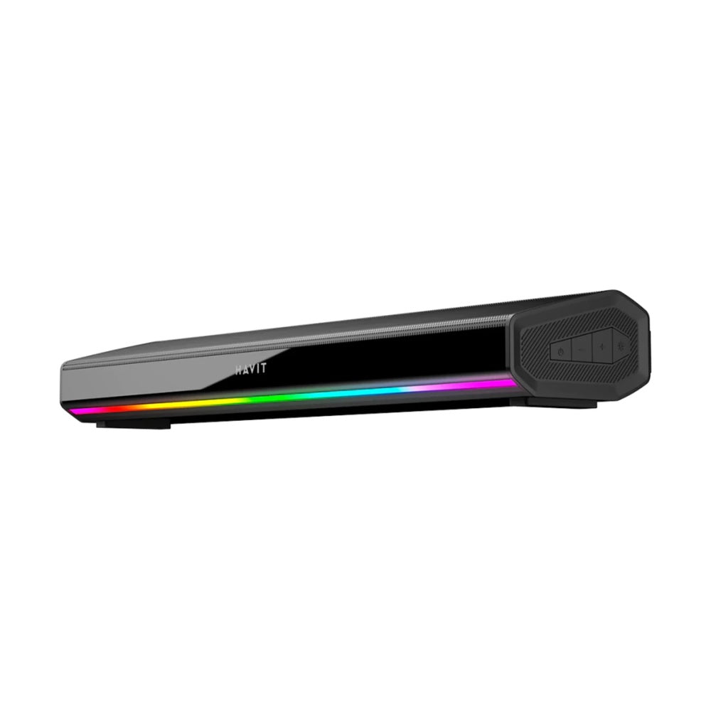 Barra de Sonido Havit RGB 10W RMS 5Wx2 Conexion Dual USB-C y BT v5.0 Autonomia 7horas Alcance 10m SK770BT