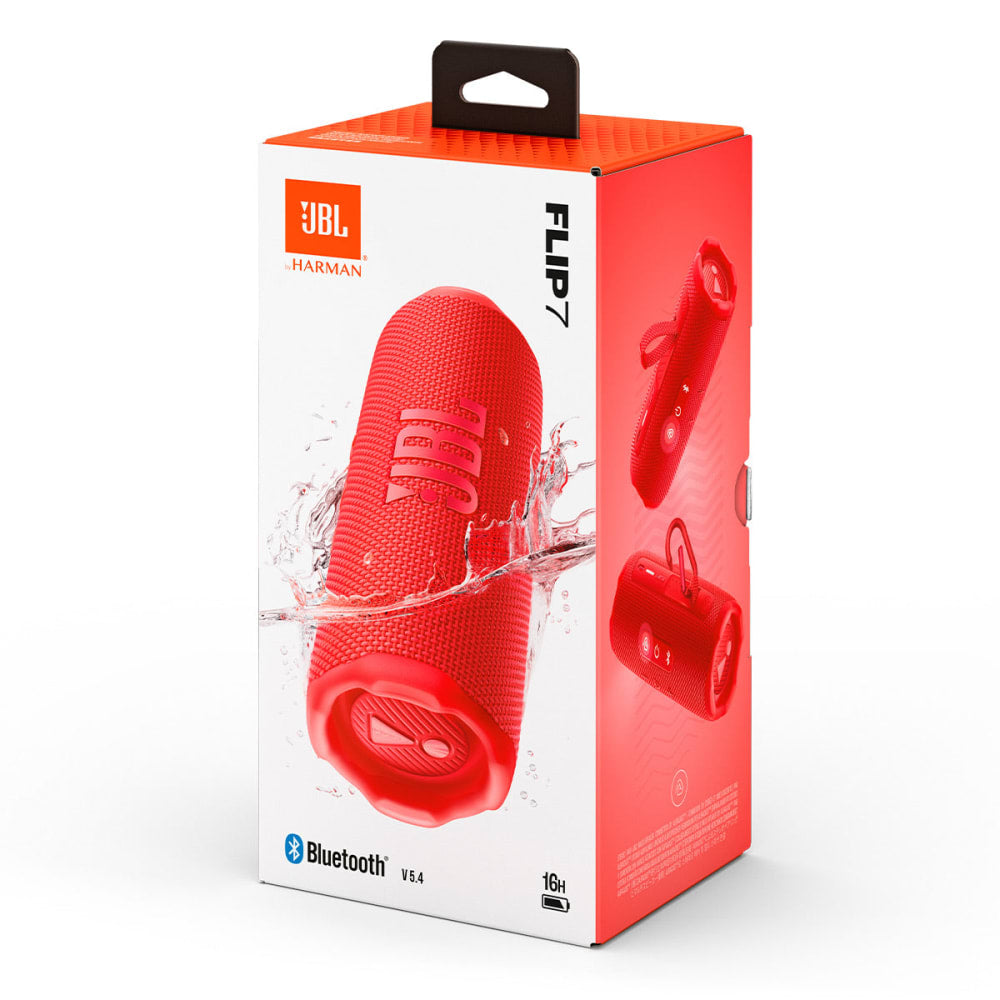 Parlante JBL Flip7 Bateria hasta 16 horas BT v5.4 IP68 color Rojo JBLFLIP7REDAM