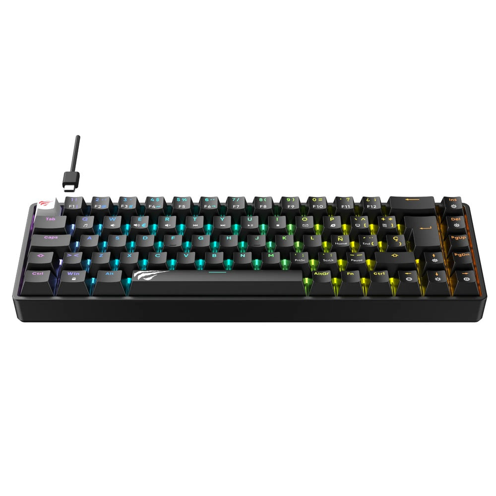 Teclado Mecanico Havit RGB Multiplataforma Red Switch Cable 1.8m Puerto USB-C KB860L-SP-BK