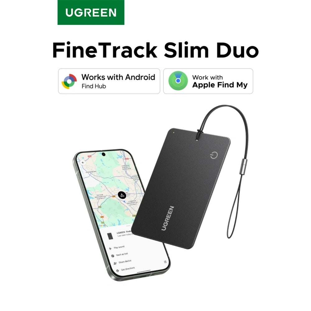 Buscador Localizador Ugreen Fine Track Slim Duo Android+Apple Bateria 5años Alerta Sonora Resistencia IP68 45298