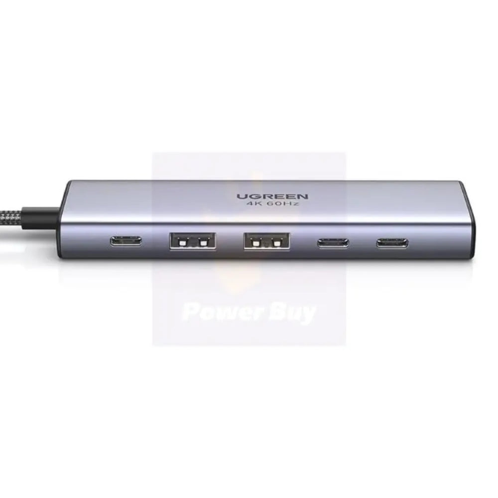 Adaptador Ugreen USB-C Multifuncional 6en1 2xUSB-A 3.2 2xUSB-C 3.2 1xHDMI 2.0 4K 60fps 1xUSB-C PD 100W 35999