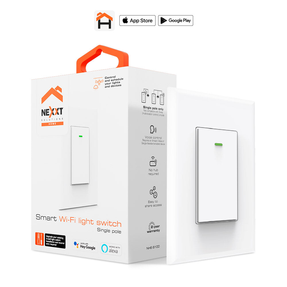 Interruptor Nexxt Inteligente para 1 Circuito conectividad Wi-Fi Google Home y Alexa NHE-S100