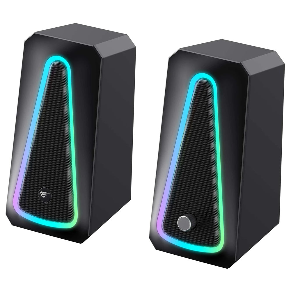 Parlante Havit de PC iluminacion RGB Potencia 10W RMS 5Wx2 Conexion USB+ Jack 3.5mm SK208 PRO-BK