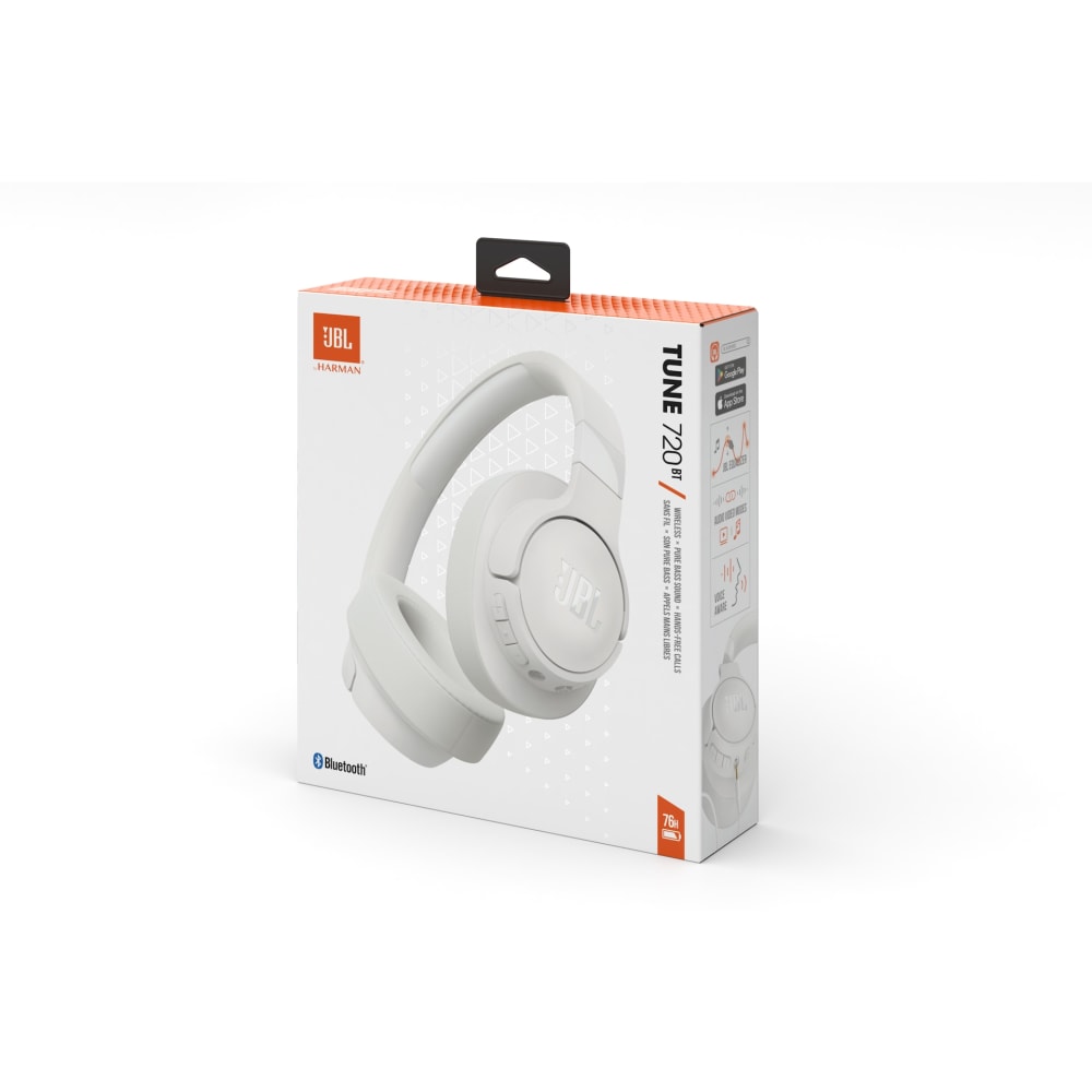 Audifonos JBL Tune 720BT Pure Bass Bateria hasta 76 horas Carga Rapida Control Intuitivo color Blanco JBLT720BTWHTAM