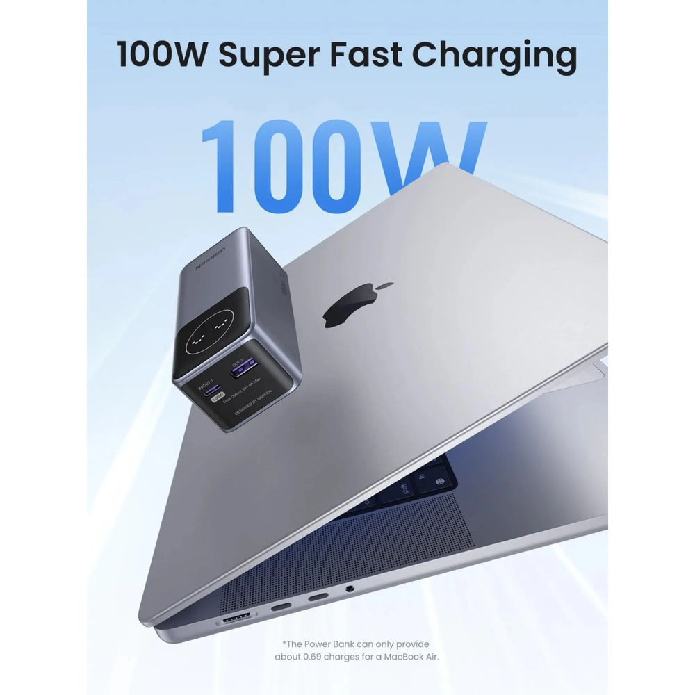 Power Bank Ugreen Nexode 12.000mAh Carga de 100W y 65W Protocolo PD, PPS QC AFC FCP SCP Puertos 1xUSB-A 1xUSB-C 35526B