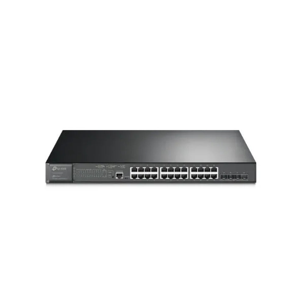 Switch TP-Link Jetstream 4 Puertos SFP+ 24 Puertos POE+ Potencia 384W Soporta VLAN QoS Gestion por Web CLI TL-SG3428XMP