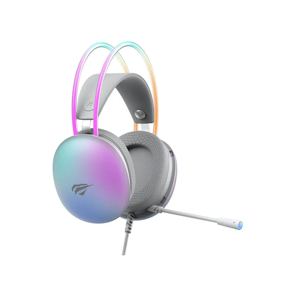 Audifono Gamer Havit RGB Conexion Doble Mini Jack+USB Microfono Omnidireccional Cable 2.1m Drivers 50mm H2037d-WH