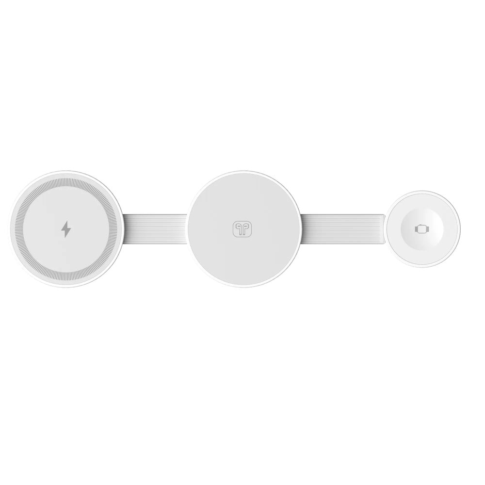Estacion de Carga 3en1 Havit Plegable 15W Carga Celular Audifonos y Reloj al Mismo Tiempo Plegable Blanco W3105-WHG