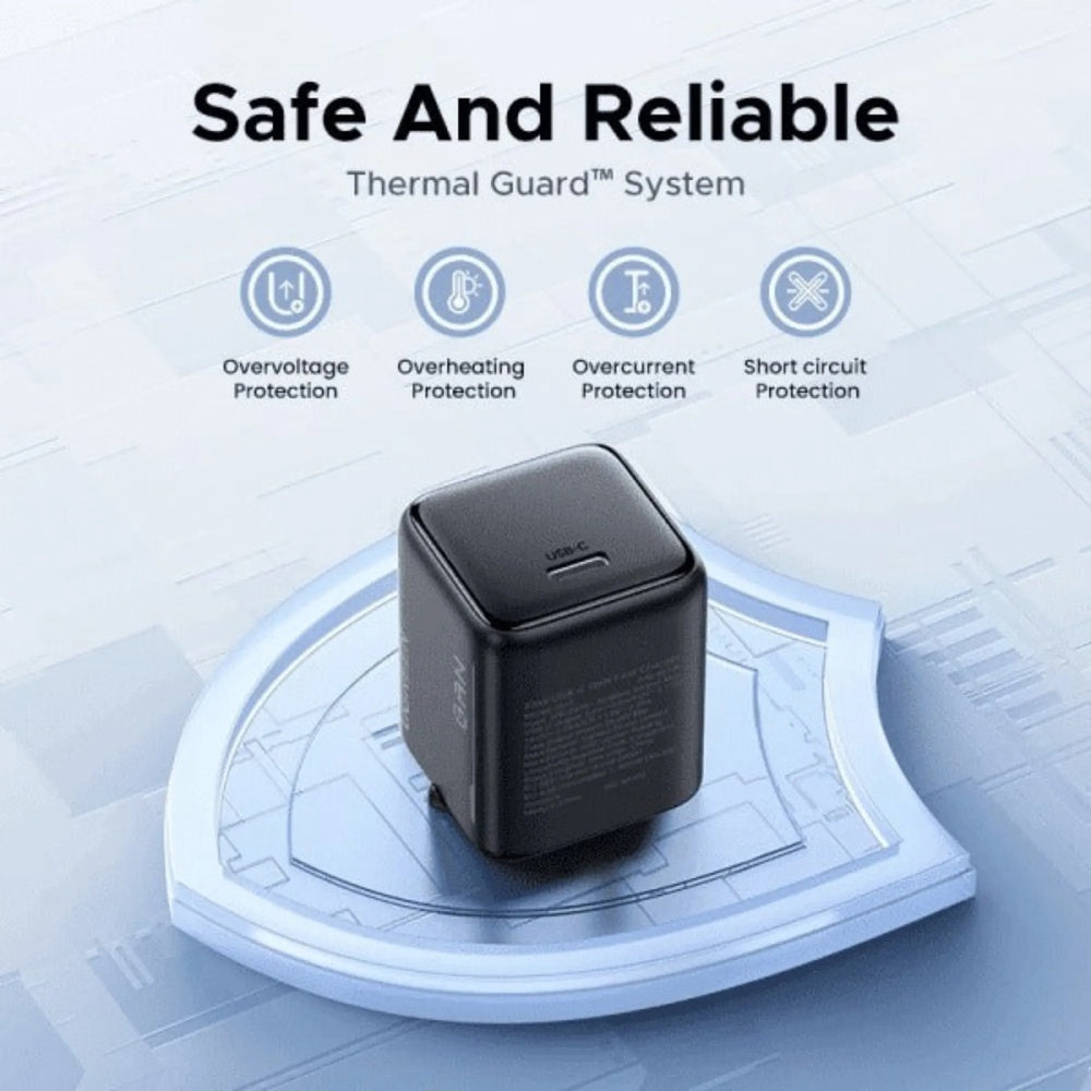 Mini Cargador Ugreen 25W GaN Nexode 1xUSB-C PD3.0 4 Niveles de Proteccion Electrica Salida Inteligente de 5a12 Vdc 75955