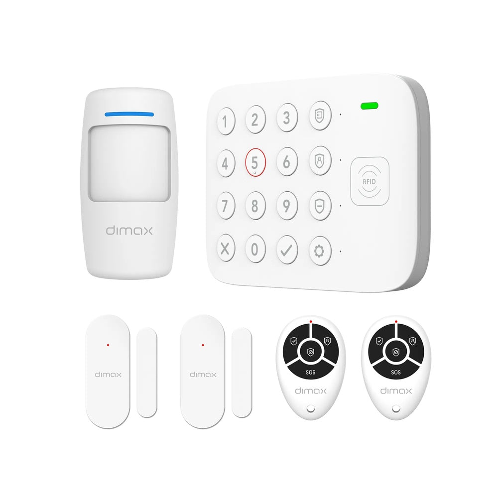 Kit de Alarma Dimax WiFi Inalambrico hasta 50 Dispositivos Sirena Integrada Contraseña Multiusuario S180