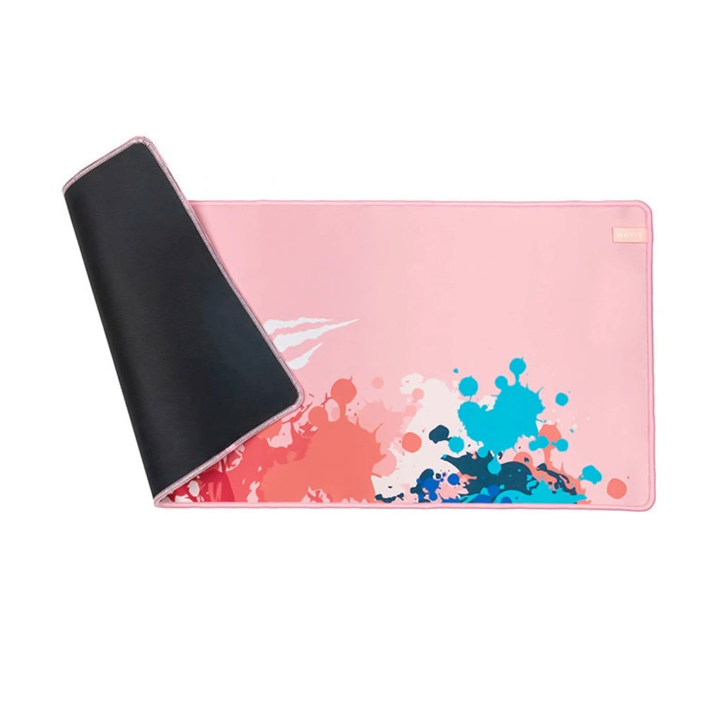 Mouse Pad Havit para PC con Goma Antideslizante Tamaño 70x30cm Permite Mover el Mouse con Precision Rosado MP847