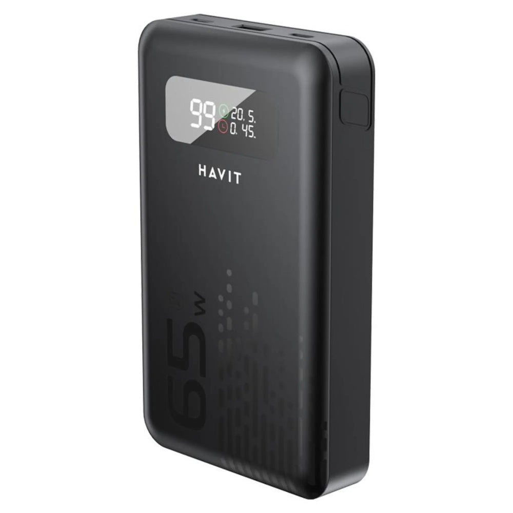 Power Bank Havit 20.000mAh 100W Carga 3 Dispositivos Simultaneo Incluye Cable de Carga Pantalla Integrada PB5212-BK