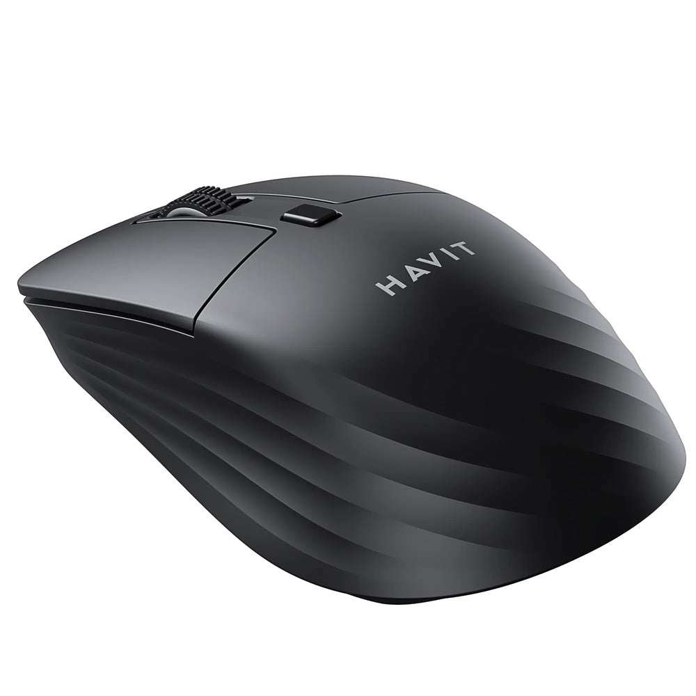 Mouse Havit Inalambrico Ajustable hasta 1600DPI 5 Botones Conexion Dual 2.4GHz y BT v5.2 Alcance 10m Negro MS58WB-BK