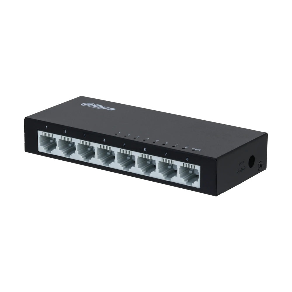 Switch Dahua 8 Puertos 10/100Mbps Capacidad Switching 1Gbps Certificado CE FCC Metalico DH-PFS3008-8ET-V2