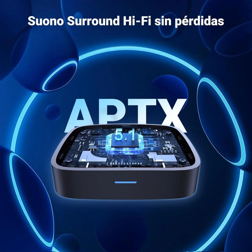 Receptor de Audio Ugreen BT v5.1 aptX HD Sonido HiFi Alcance 10m Baja Latencia Salida Aux 3.5mm RCA 40759P