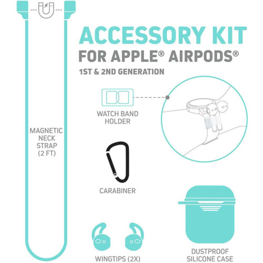 Funda Charge Worx para AirpoDS 1ra y 2da Generacion Kit de 6 piezas color Menta CX9030MNT