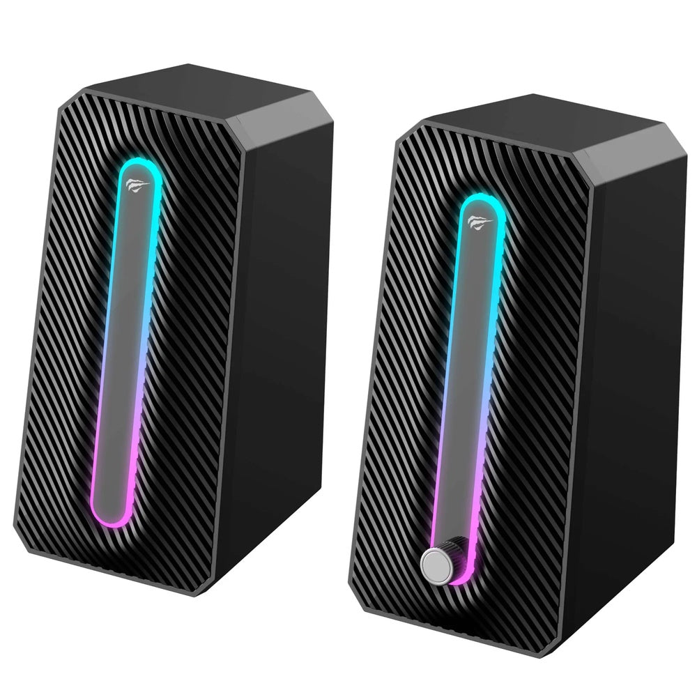 Parlante Havit Estereo para PC RGB Luces Dinamicas Potencia 5Wx2 Conexion USB SK216-BK