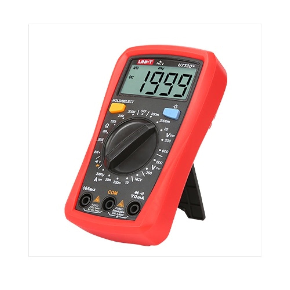 Multimetro Uni-T Digital Pequeño hasta 600V AC DC hasta 10Amp en DC con Pantalla LCD UT33D+