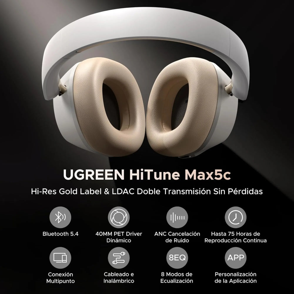 Audifonos Ugreen Hitune Max 5C Cancelacion de Ruido Activa Hibrida Audio Hi-Res Sonido Espacial BT v5.4 35758