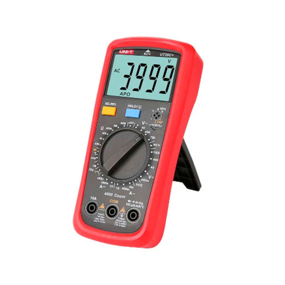 Multimetro Uni-t Digital con Pantalla LCD hasta 10Amp 1000VAC 750VDC Resistencia Capacitancia Frecuencia Temperatura UT39C+