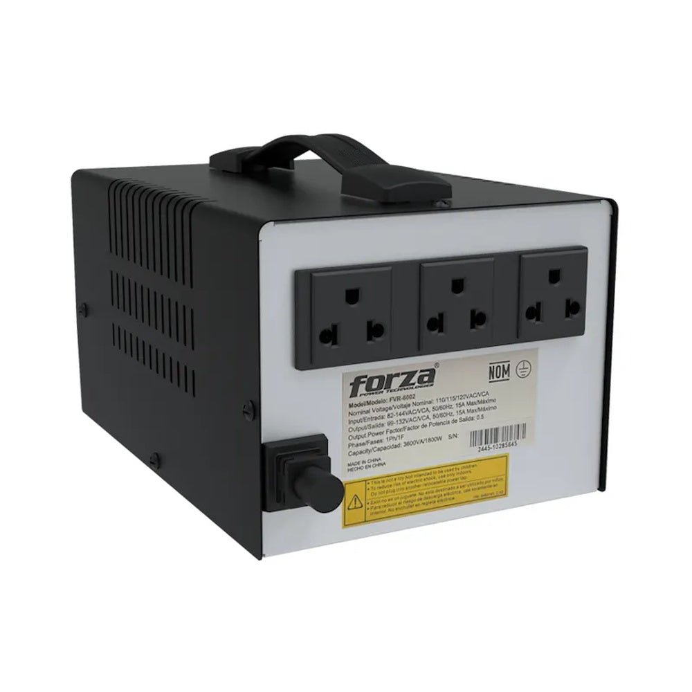 Regulador de Voltaje Forza 6000VA 3000W con 3 Salidas NEMA 5-15R Luz LED de Estado FVR-6002