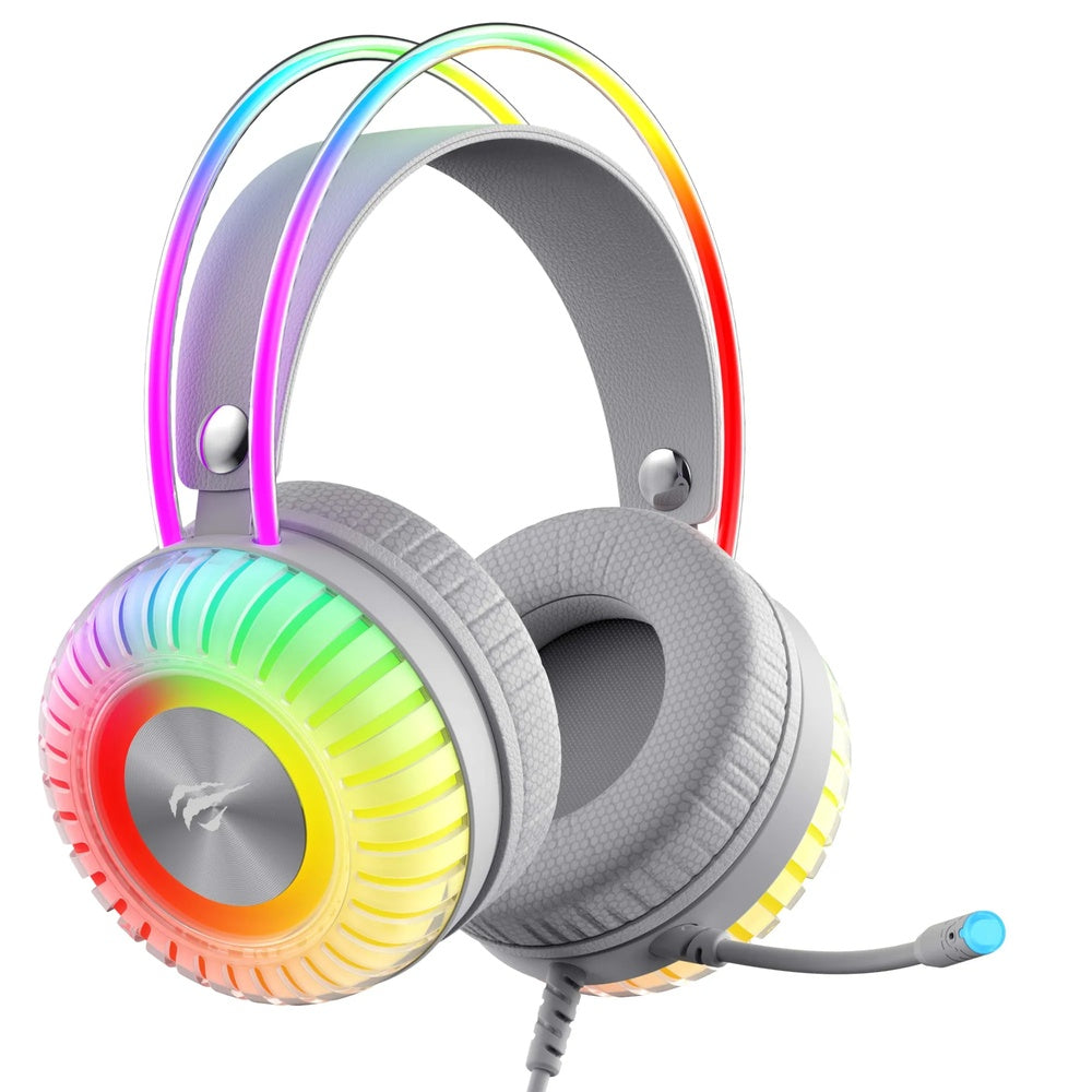 Audifono Gamer Havit RGB 7.1 Sonido Envolvente Diadema Flotante Ajustable Control Multimedia Cable 2.1m H2046U-WHG